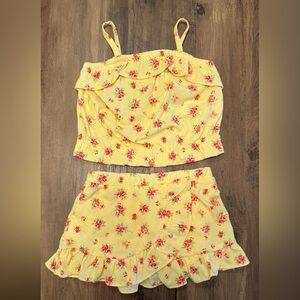 NWT The Children's Place Yellow Floral Kids Matching Set